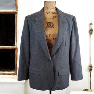 Vintage Pendleton Gray Wool One Button Career Professional Blazer Size 14